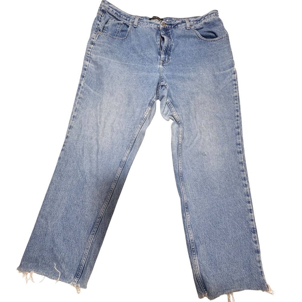 VTG Ashley Stewart Denim Jeans Women 22 Straight Leg Raw Hem Minimalist Indie